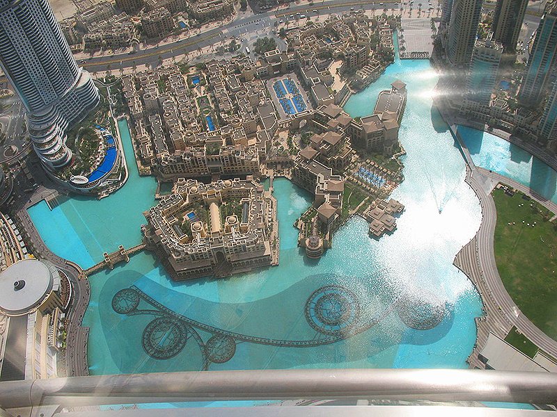 View of the fountain from the observation deck of the Burj Khalifa, Dubai