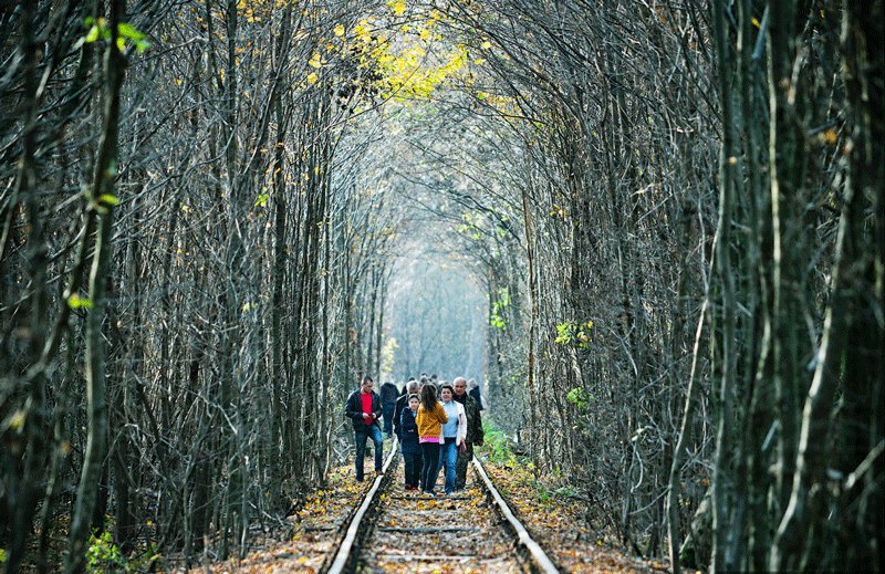 Klevan, The Tunnel of Love is a famous place even at autumn, Rovno
