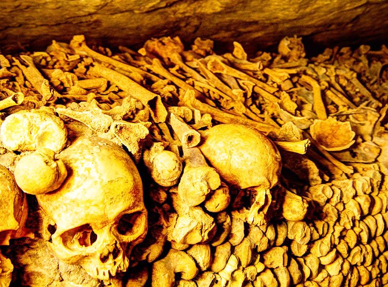 Skull in catacombs of paris, Paris