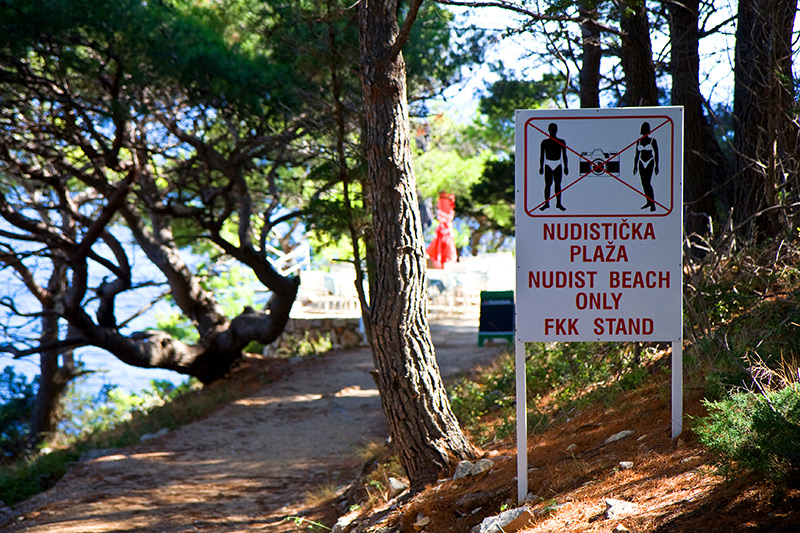 Entrance to the nude beach on Lokrum Island