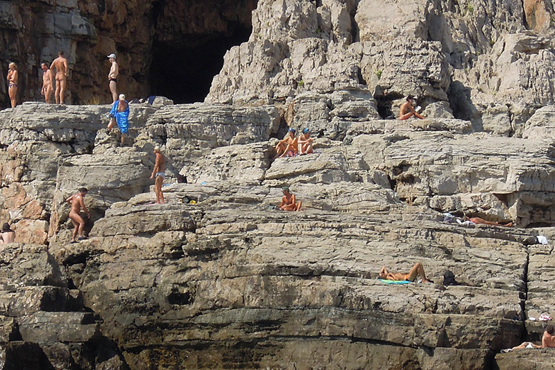 Stone terraces of the nude beach on Lokrum Island