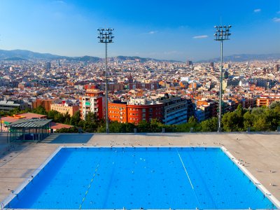 Take a swim in the pool with views of the city in Barcelona