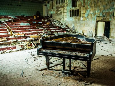 Play the abandoned piano in Chernobyl