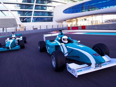 Drive a race car along the Formula 1 circuit in Abu Dhabi