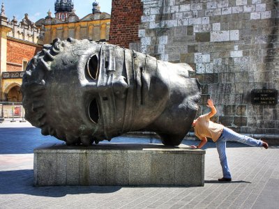 Take a picture with Eros' head in Krakow
