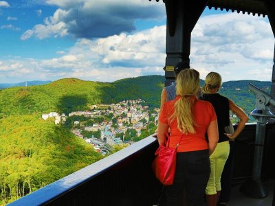See city panorama from Diana tower in Karlovy Vary