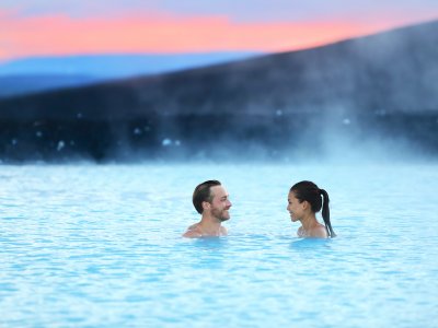 Take a bath in hot springs in Reykjavik