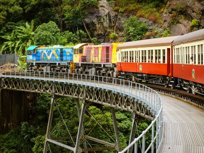 Take a journey through the tropical forest on an old-fashioned train in Cairns