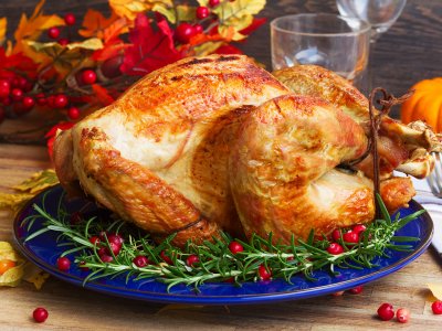 Taste roast turkey on Thanksgiving Day in New York