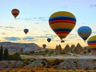 Fly aboard a hot air balloon over Cappadocia in Cappadocia