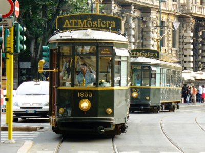 Dine in the retro tram in Milan