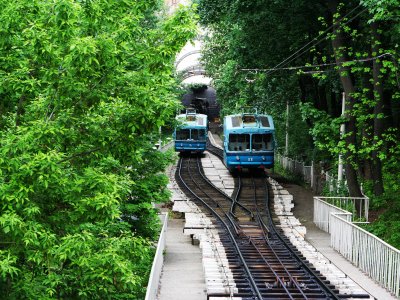 Ride on the funicular in Kiev