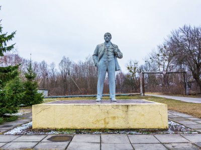 Lenin monument in Chernobyl