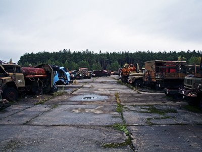 Buryakovka machinery graveyard in Chernobyl
