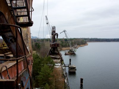 Abandoned cargo port in Chernobyl