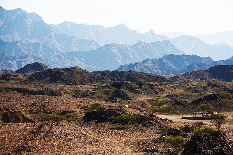 Earth-road leading to Hatta canyons, Dubai