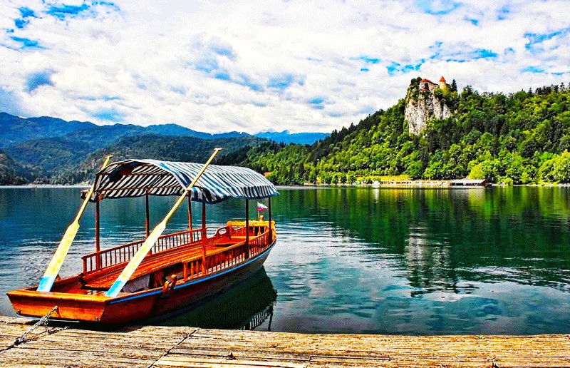 A handmade wooden boat "pletna", Ljubljana