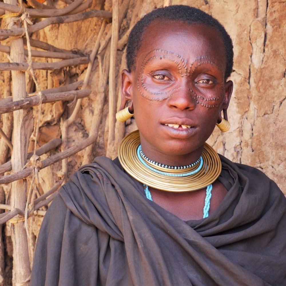 Datoga women decorate their faces with stigmas, Arusha