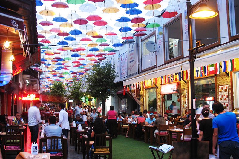 How to have a lunch on the Umbrella street in Antalya