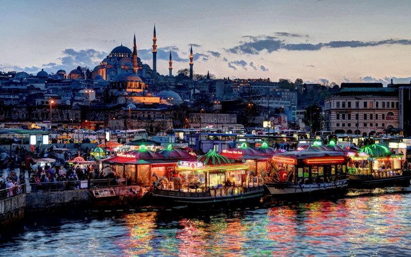 Ferry in the evening on the Bosphorus