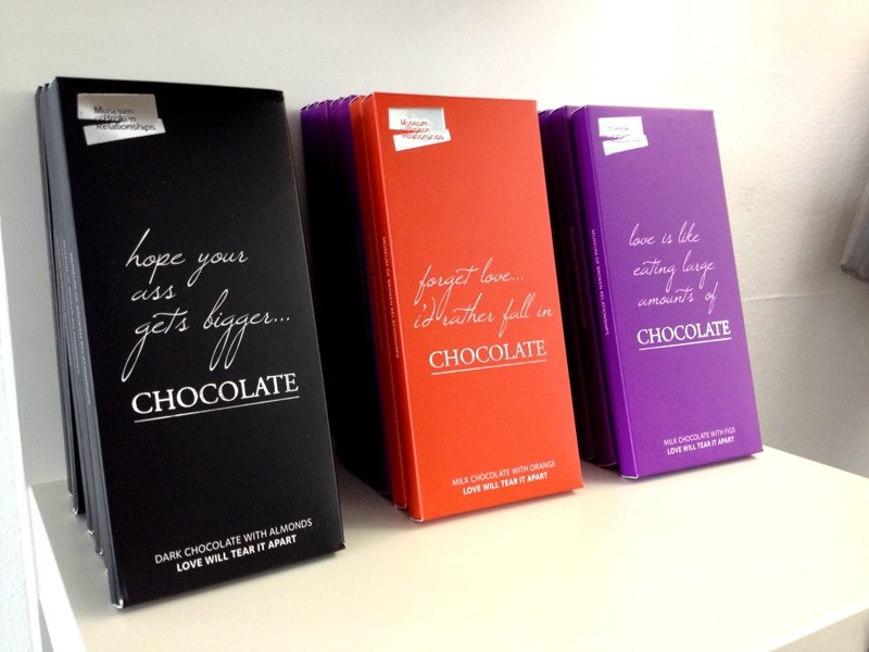 Sign on chocolate: «Hope your ass gets <br />
bigger»