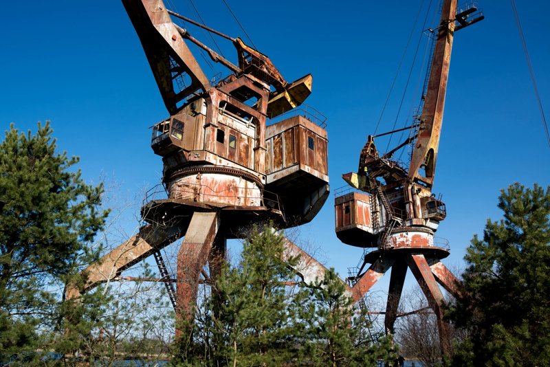 Old abandoned cranes