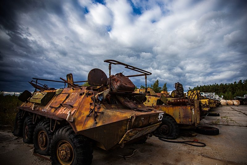 Equipment cemetery in Chernobyl