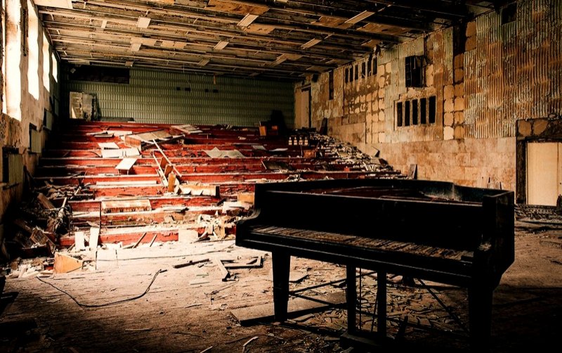 Grand piano in the music school