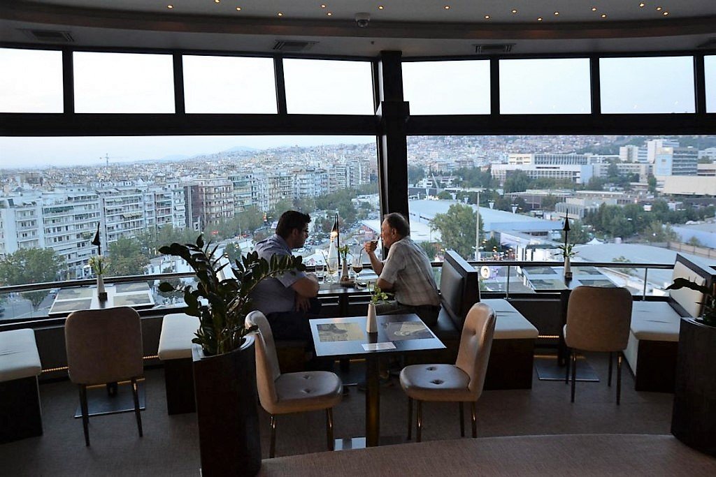 How to dine in rotating restaurant on the television tower in Thessaloniki