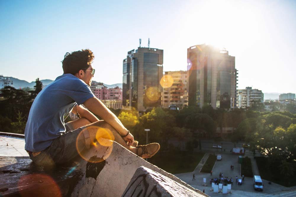 How to climb the Pyramid in Tirana