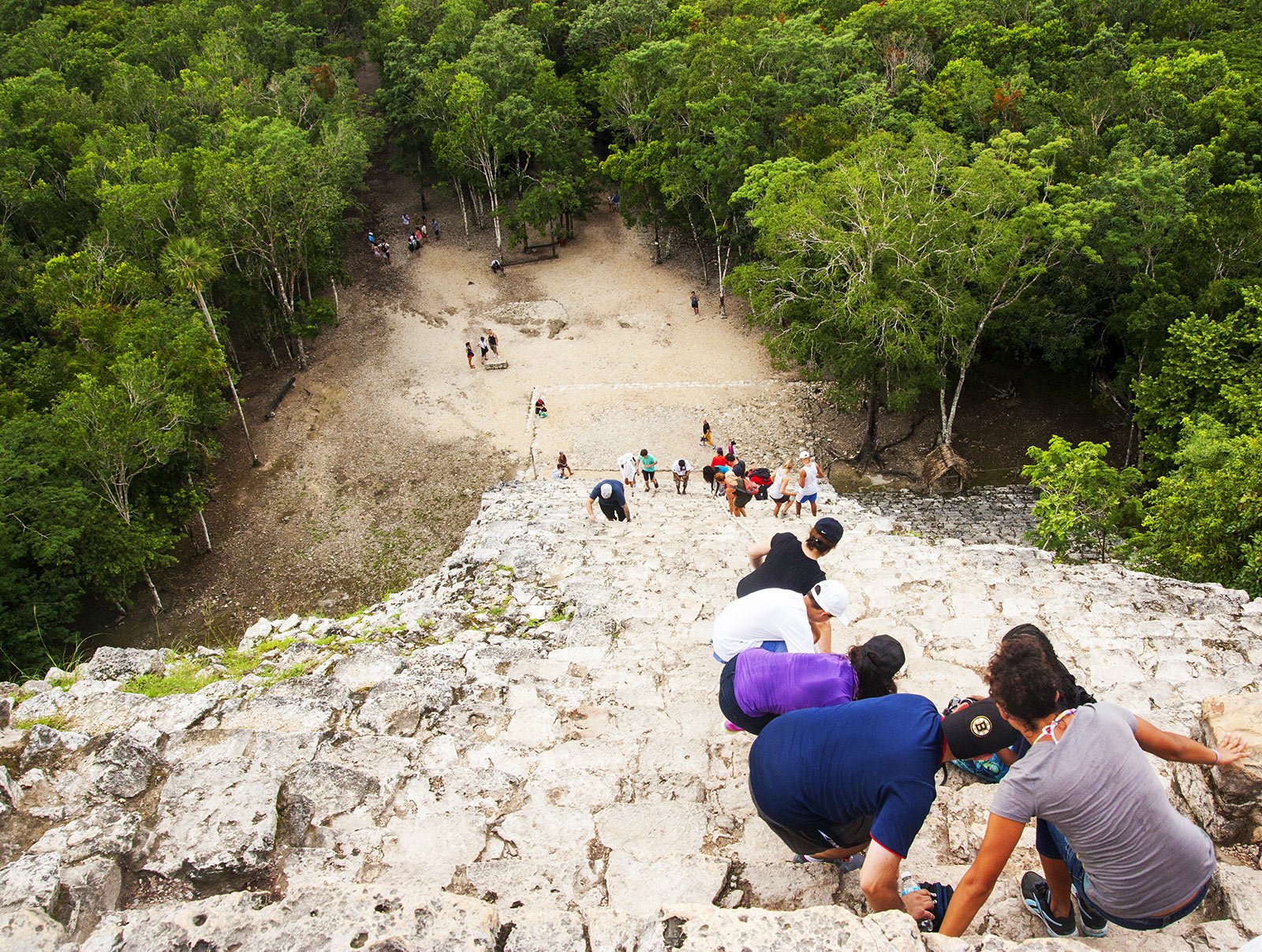 How to climb to the top of the Nohoch Mul pyramid in Cancun