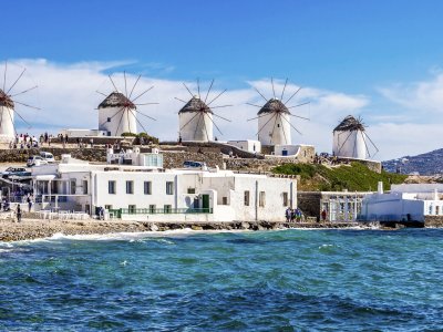 See the windmills on Mykonos