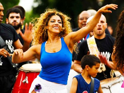 Dance Candombe at the carnival in Montevideo