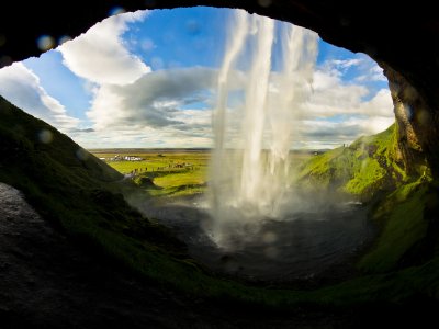See the waterfall from the inside in Reykjavik