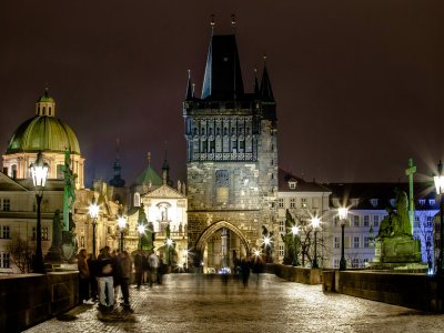 Take a walk across the Charles Bridge in Prague