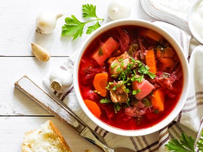 Try Ukrainian borscht in Kiev