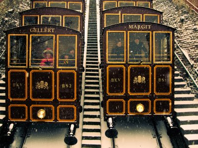 Ride on the old funicular in Budapest